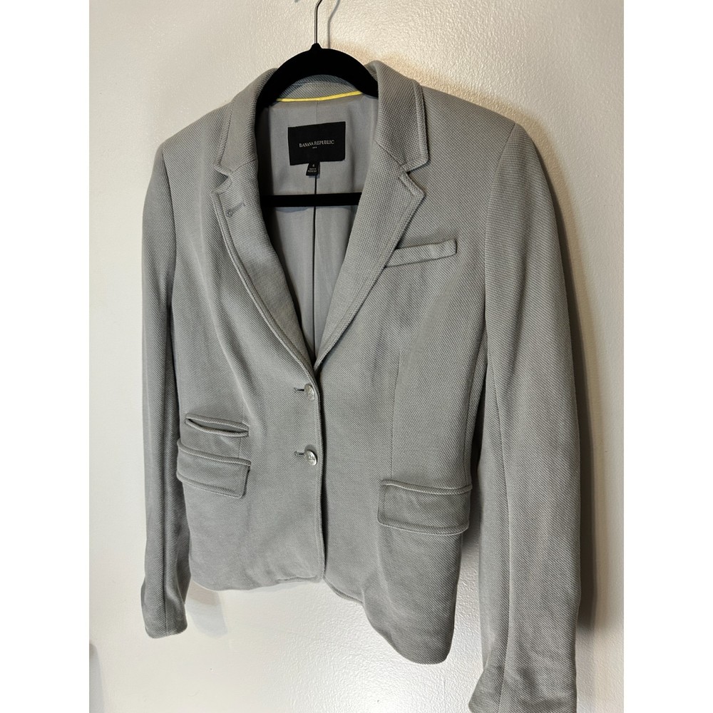 Banana Republic Knit Pique Cotton Gray Blazer Size 6